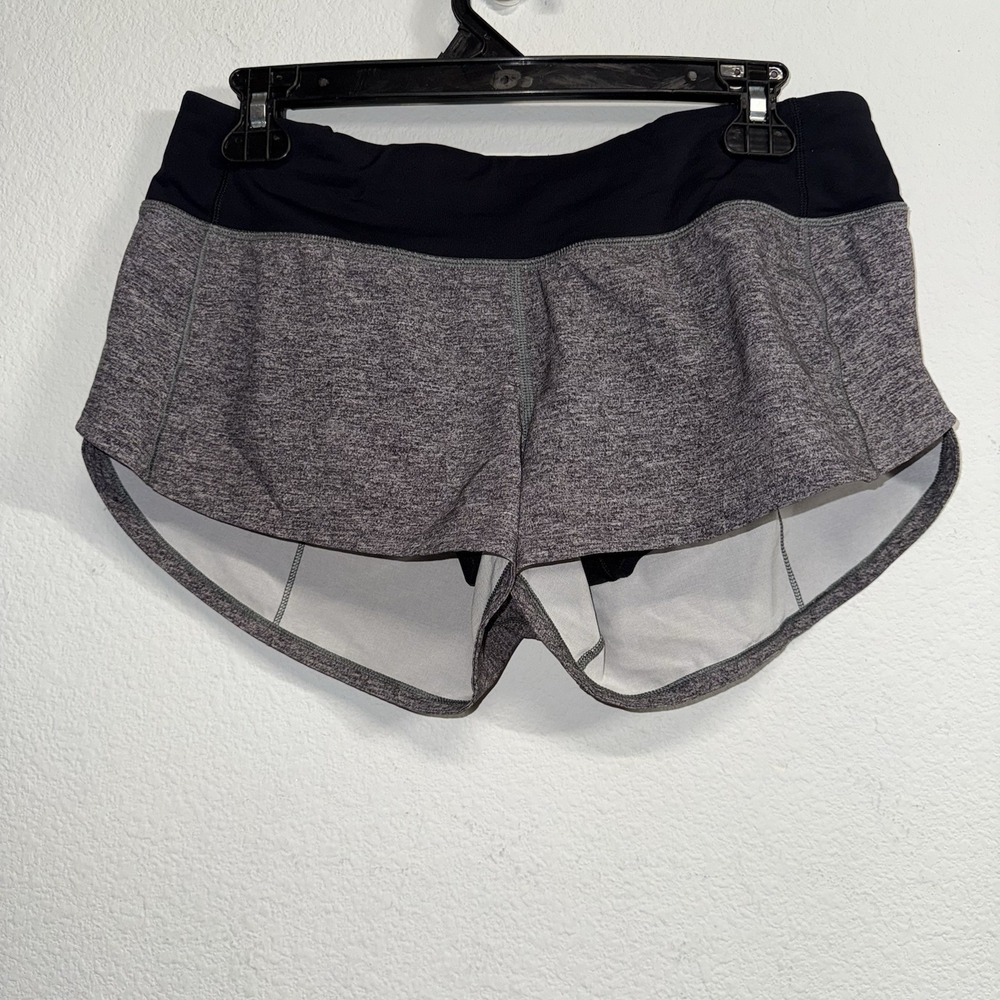 Lululemon Women's‎ Running Shorts Gray Black Built-In Liner Zip Pocket Athletic